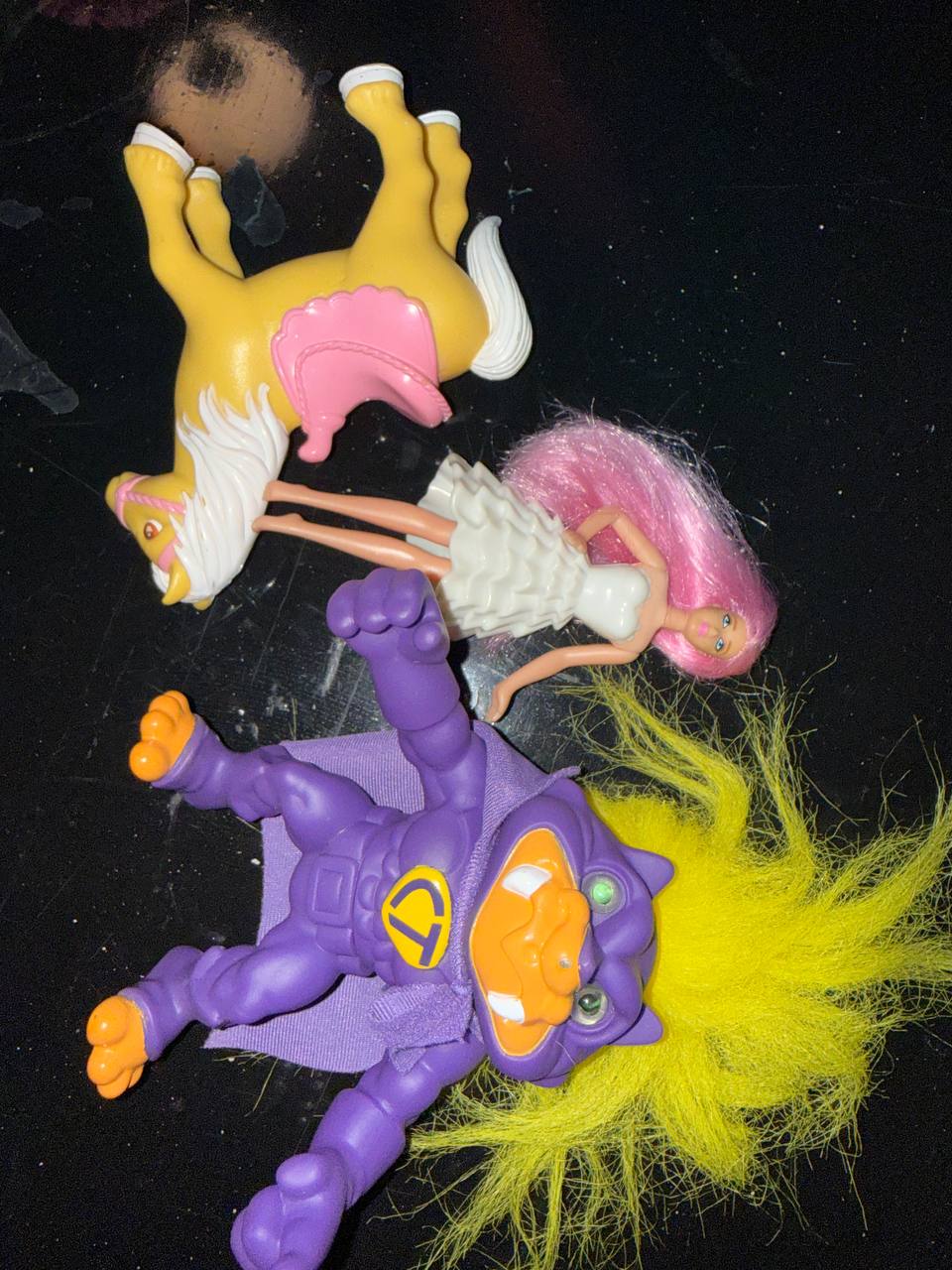 Набор винтажных игрушек: кукла, лошадка и фигурка Troll